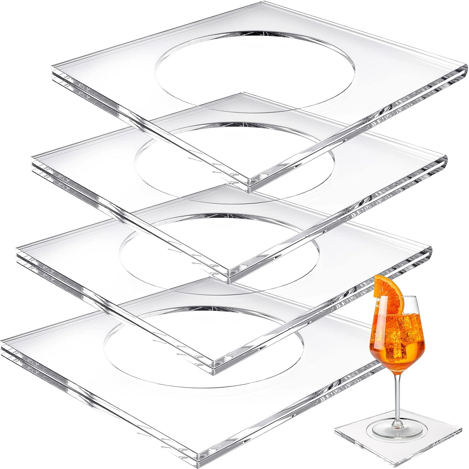 Weecent 4 Pack Acrylic Coasters DIY Cocktail Napkin Holder