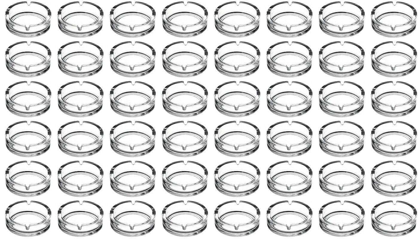 RHP Glas Aschenbecher rund massiv – 3-48 Stk. | Spülmaschinengeeignet | Tischaschenbecher für Gastro, Bar & Zuhause | Transparenter Glasaschenbecher, ideal für draußen & drinnen | 10,5 cm x 3 cm (48)