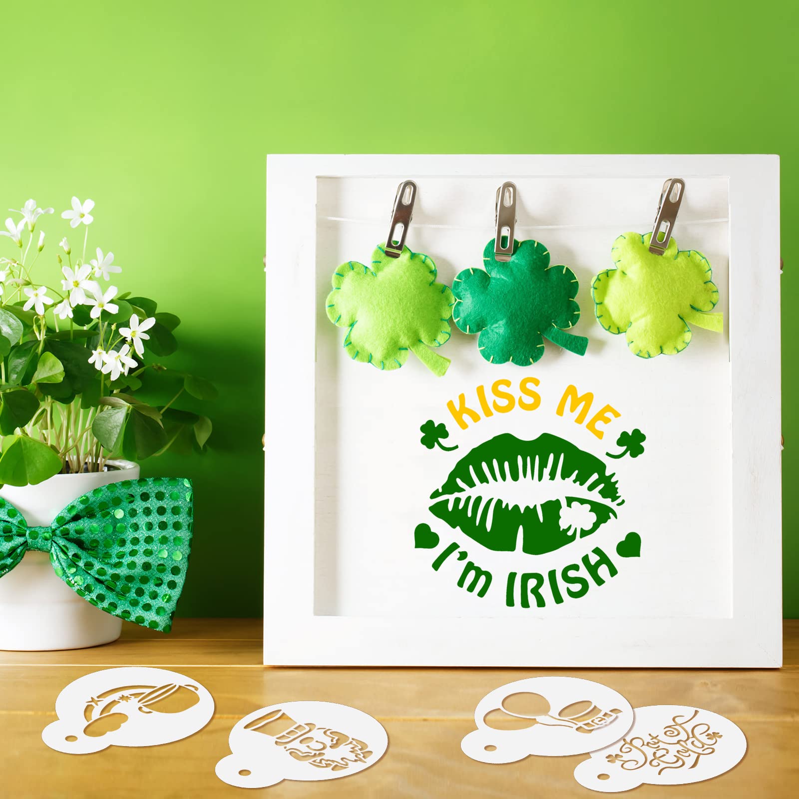 30 Pieces St. Patrick's Day Cookies Stencils Shamrock Cookie Screen Print St. Patrick's Day Baking Holiday Stencils DIY Crafts St. Patrick's Day Shamrock Cookie Stencil Templates Decoration - Image 6