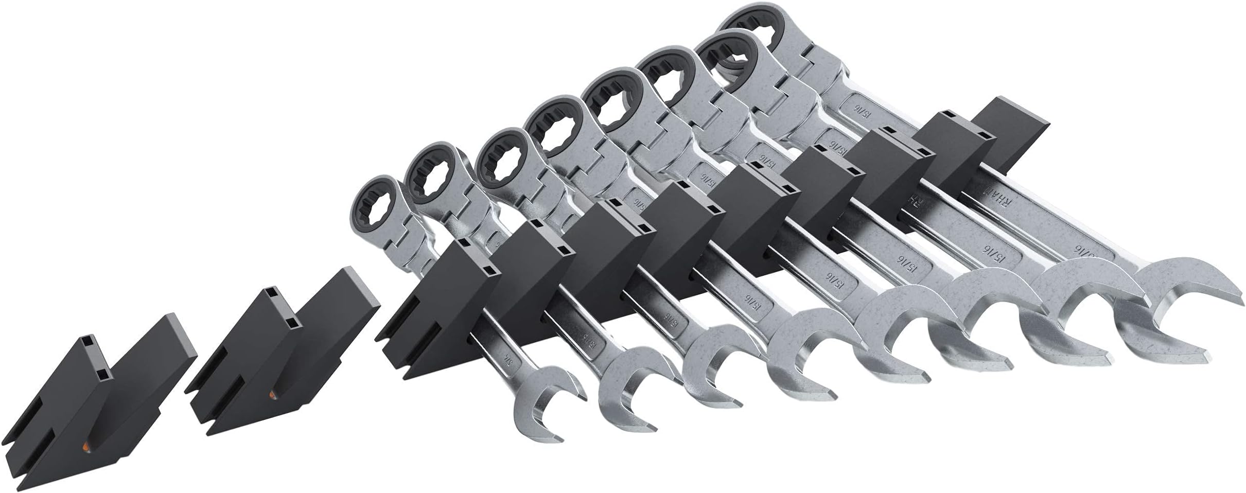 Toolbox Widget Modular Angled Large Wrench Organizer | Organizer for Mechanics & Conforming Slots | Connect Angled Adapter to Angled to Any Vertical for Easy Storage & Accountability - 1 Kit