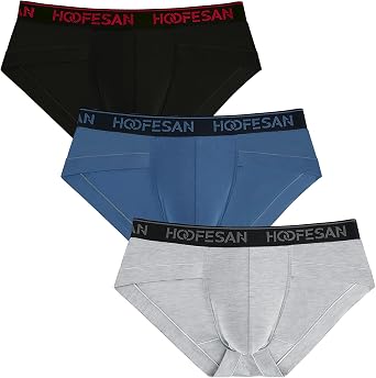 Mens Underwear Briefs Stretch Cotton Briefs Bikinis Thongs No Fly Pouch Moisture-Wicking Underpants for Men 3 pack