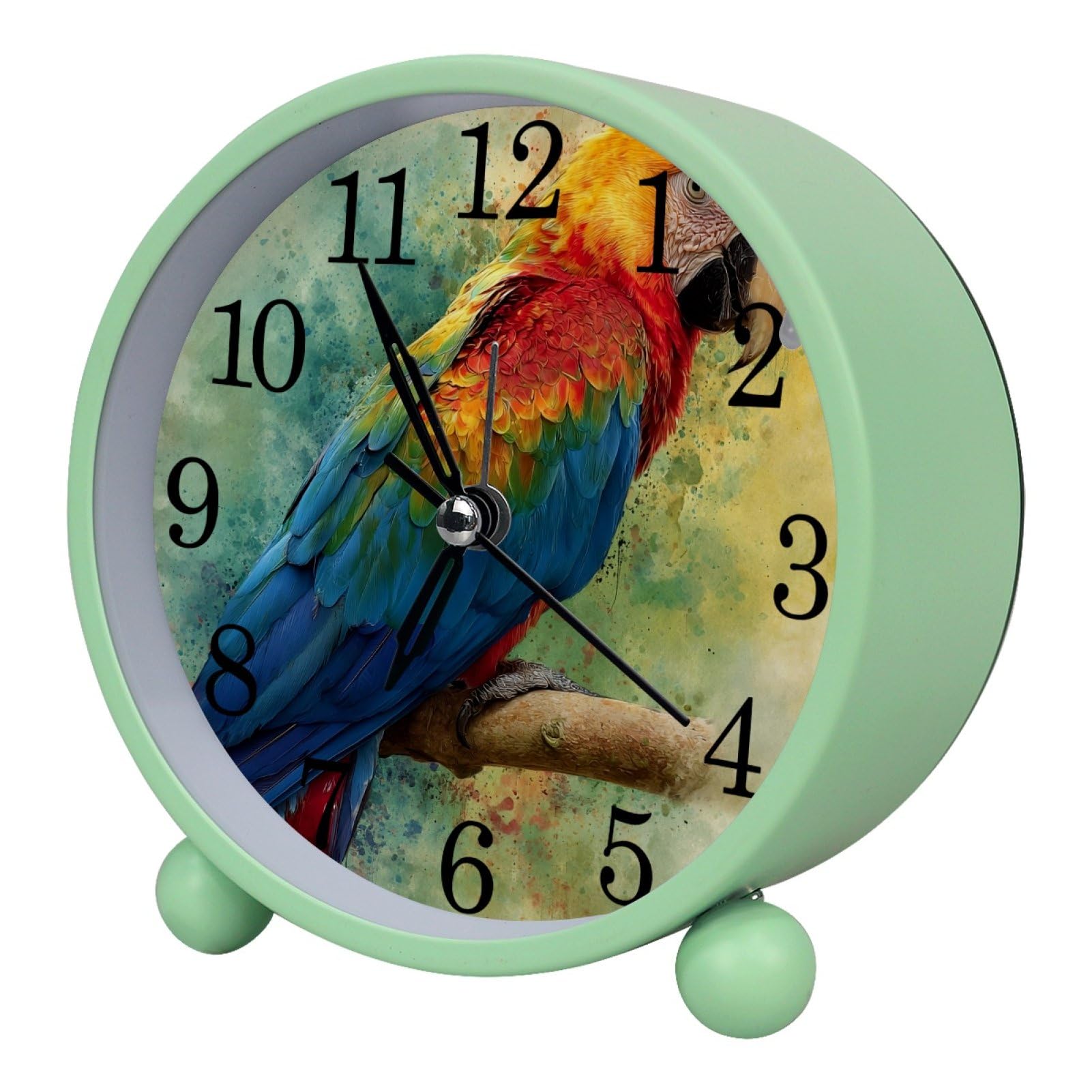 etoenbrc Watercolor Butterfly Silent Analog Alarm Clock Small Battery Operated Clock Slient Plastic Table Clock for Living Room Bedroom Color86