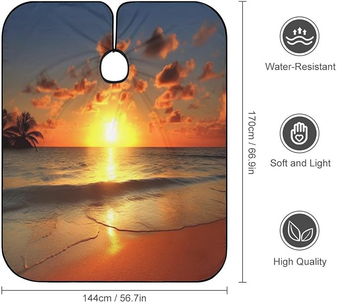 Capa de Corte para Cabello Impermeable Beach Sunrise miniatura 2