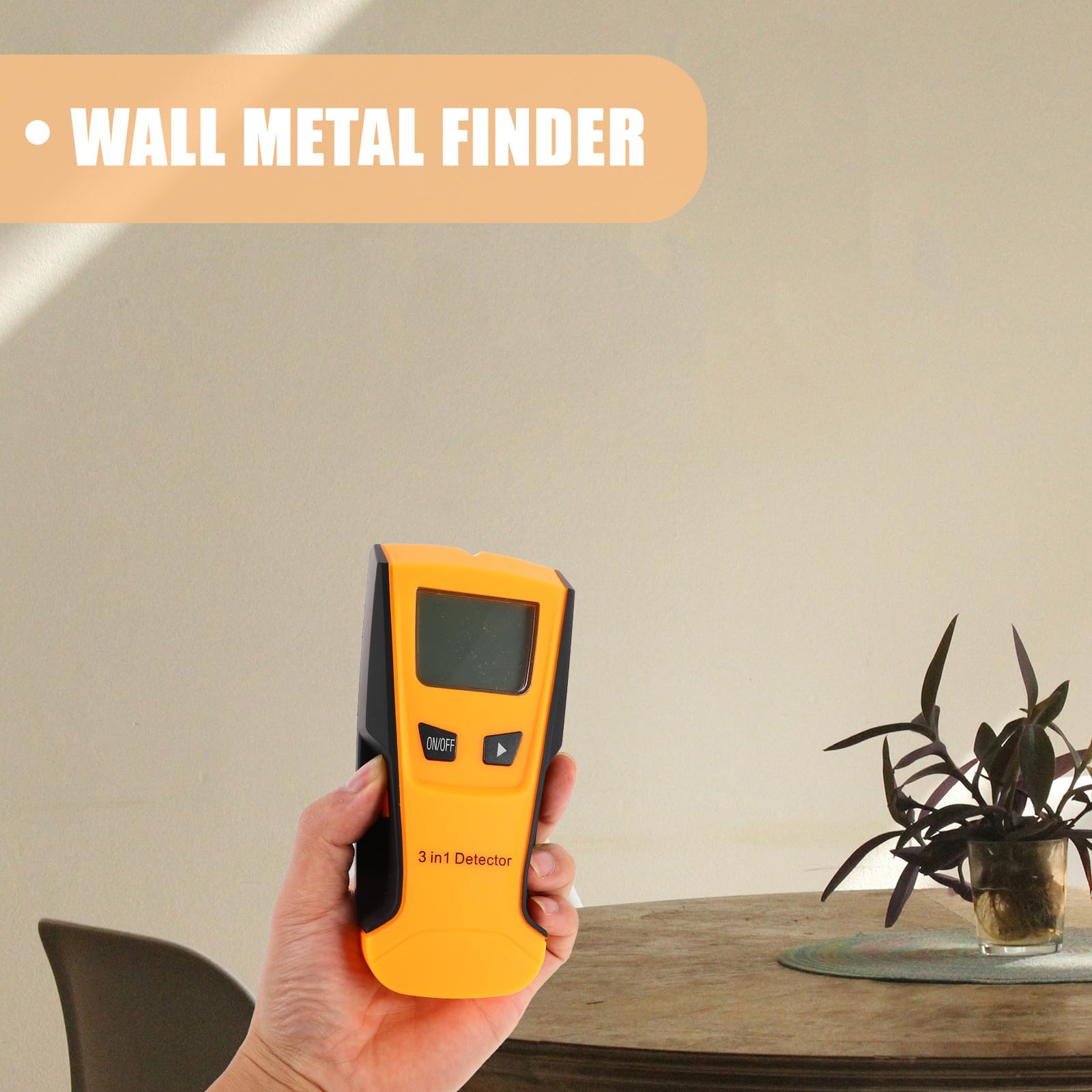 3-in-1 Wanddetektor, Wandmetalldetektor mit Analoganzeige, Orange | Kunststoffgehäuse, Erkennt Metallobjekte und Nägel, Unterstützt Holz und Leitungsortung