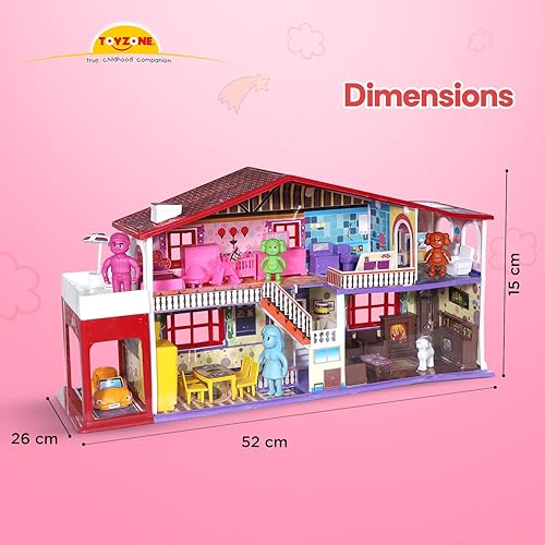 Miniatura 7 de Toyzone Casa de muñecas (50 piezas), juego para niñas, juego de rol, casa de muñecas con muebles, juego de casa de muñecas para niños con muebles,
