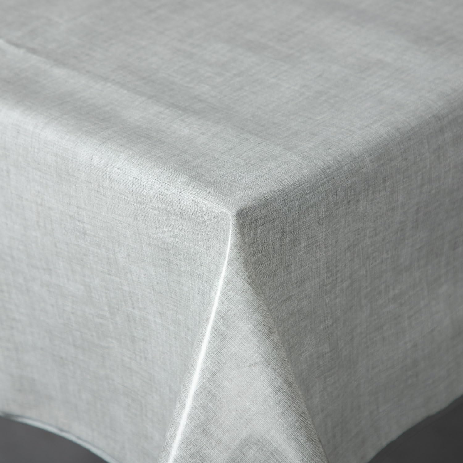 Texpot Chequered Light Grey Oilcloth 160 Cm Round With Lines Washable With Hem Polyester Garden Tablecloth