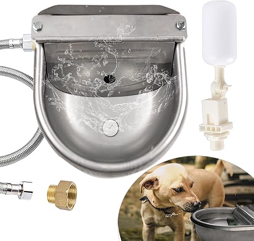 Dispensador automático de agua para perros, comedero de agua para perros de gran tamaño de acero inoxidable para exteriores, comedero para aves de