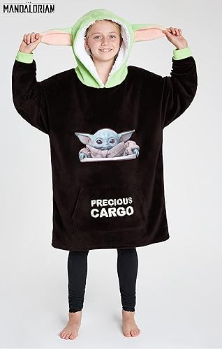 Miniatura 9 de Disney The Mandalorian - Manta con capucha para niños y adolescentes, manta de forro polar Baby Yoda, Verde