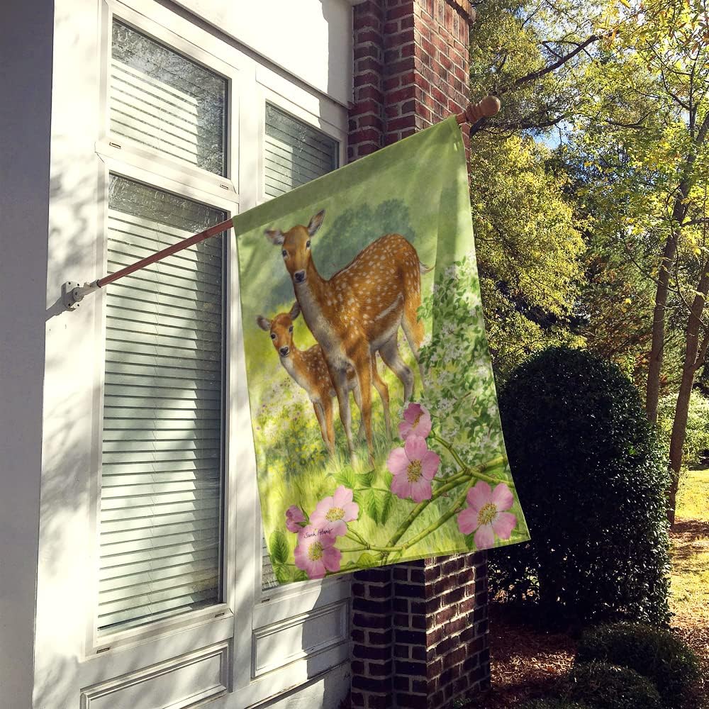 Caroline's Treasures ASA2130CHF Fallow Deer & Calf House Flag Large Porch Sleeve Pole Decorative Outside Yard Banner Artwork Wall Hanging, Polyester, House Size, Multicolor