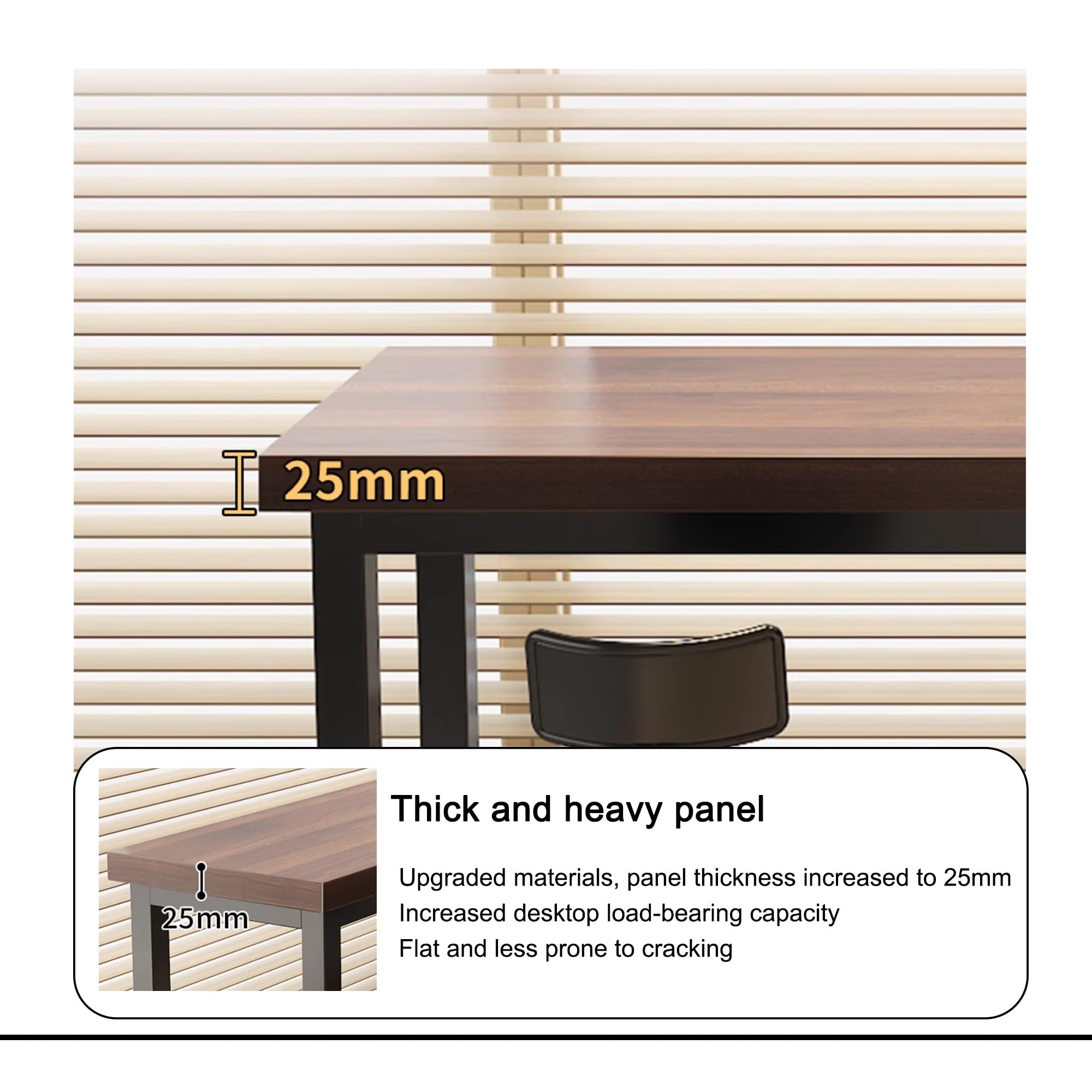 Mesa Alta Bar Rectangular Mesa Auxiliar Cocina Estrecha con Estructura de Metal para Cocina Cafetería Comedor Sala de Estar(Walnut,160x40x105cm)