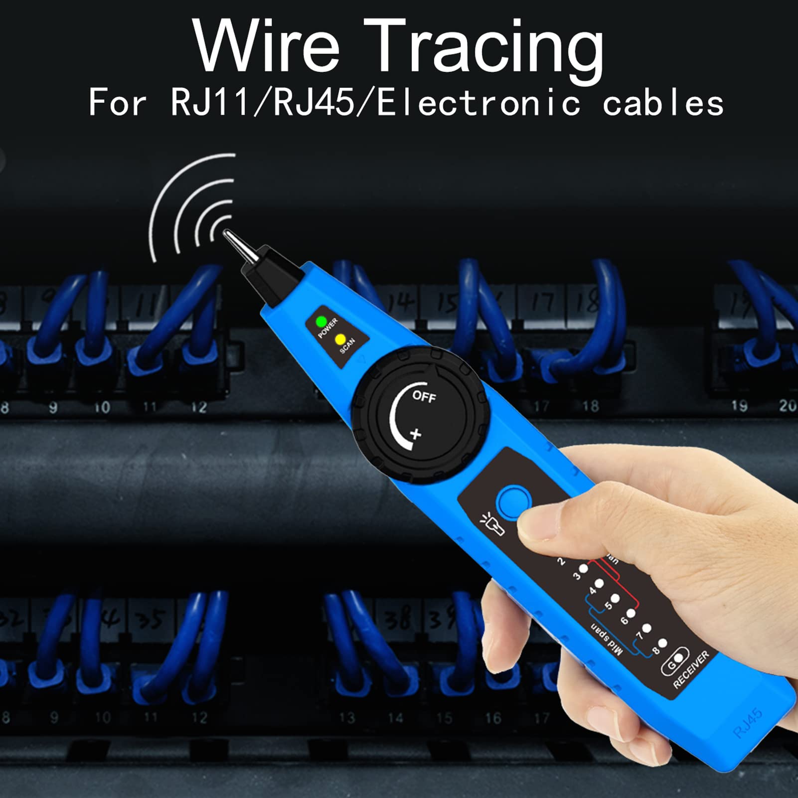 NF-810 - Kit tester per cavi di rete per RJ11 RJ45 CAT5 CAT6, cavo LAN multifunzione Wiremap PoE TEL, con custodia per attrezzi per cuffie LED