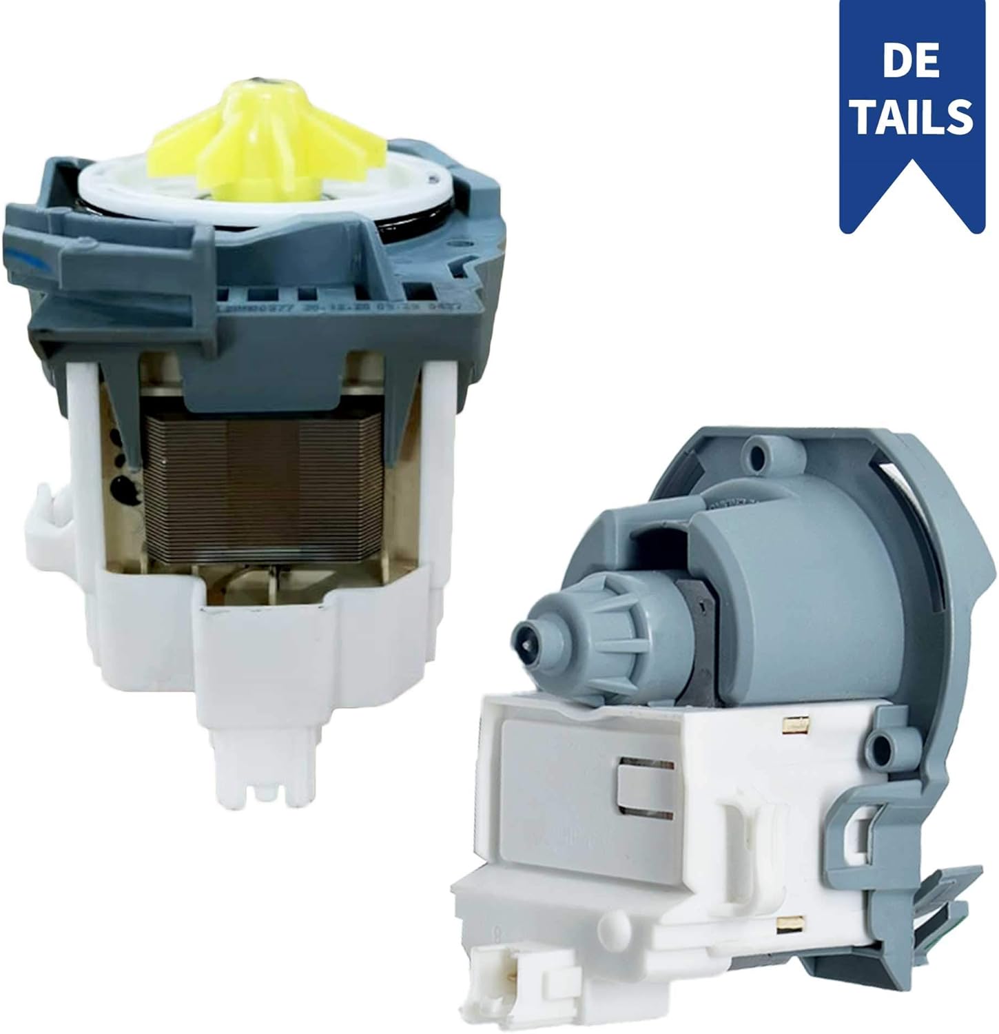[What's Up?] W10724439 (W10876537) Dishwasher Drain Pump Motor Replacement Part for Whirlpool Kenmore Dishwashers Replaces W10876537, AP6004843, PS11738151