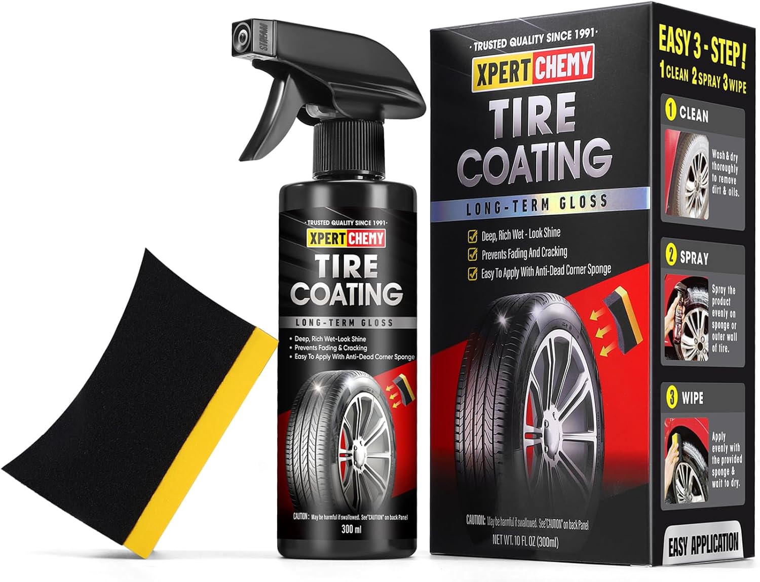 Ceramic Tire Shine, High Gloss Tire Coating, Give Tires a Deep Wet Shine and Long-Lasting Protection, Non-Greasy Ceramic Tire Coating for Car, Truck & SUV