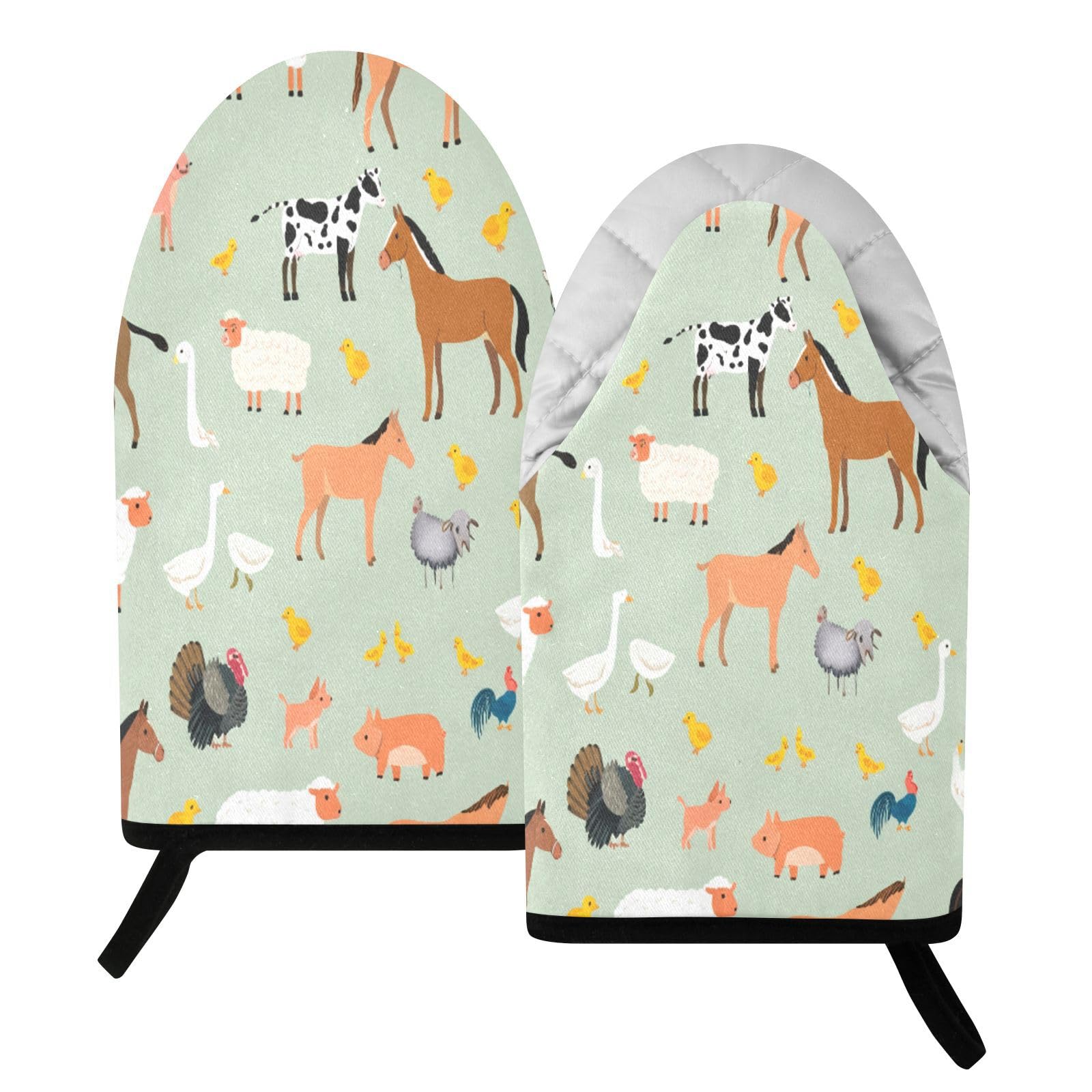 BURSTDDY Cartoon Animals Oven Mitt,Heat Resistant Kitchen Mitts for Cooking