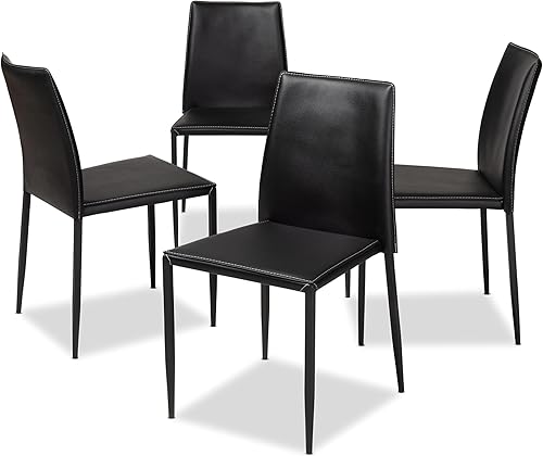 Baxton Studio Pentose - Juego de 4 sillas de comedor, color negro