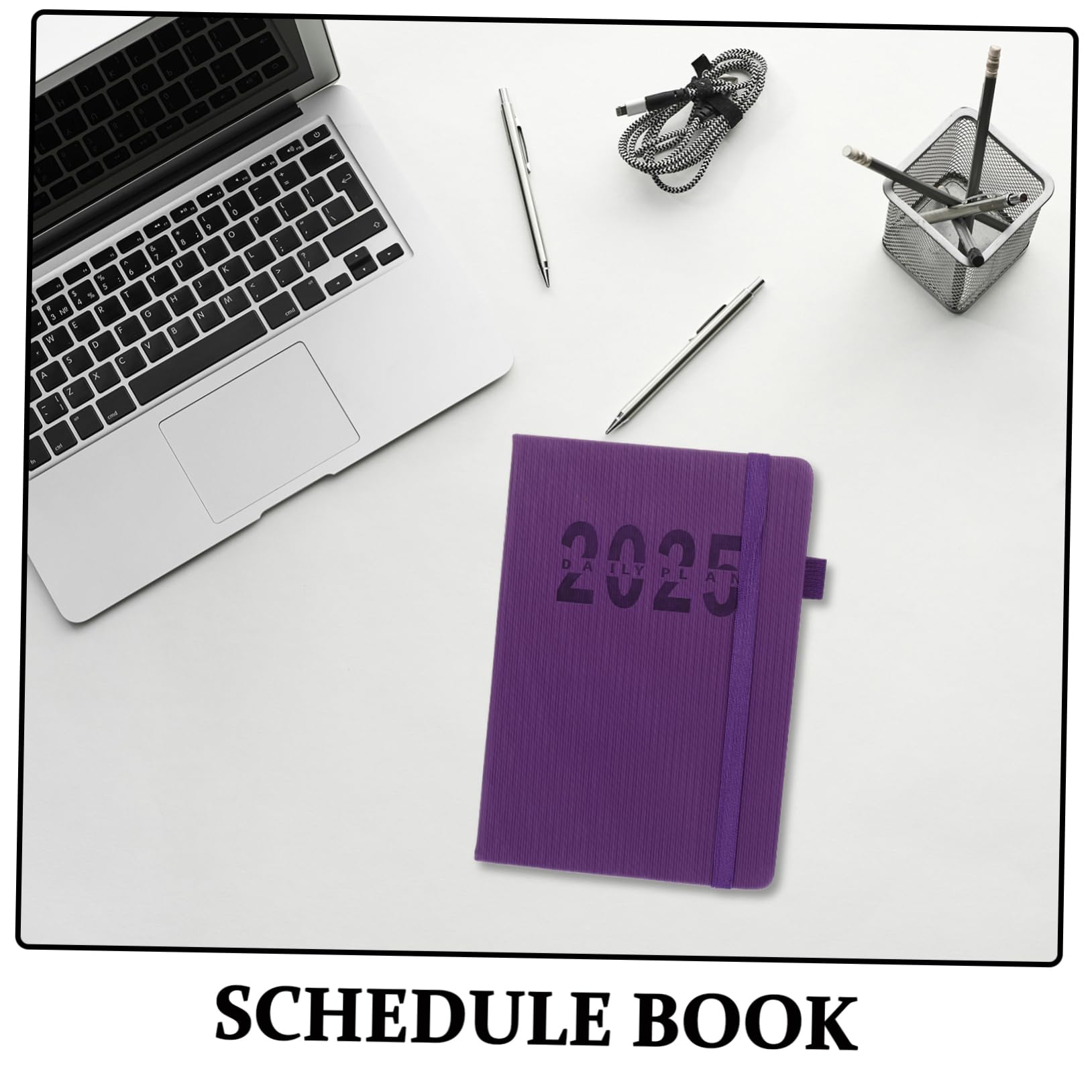 Happyyami Agenda Planer Hardcover mit Integriertem Stifthalter Eleganter Monats und Wochenplaner für Büro Studium und Reisen für Organisation und Terminplanung