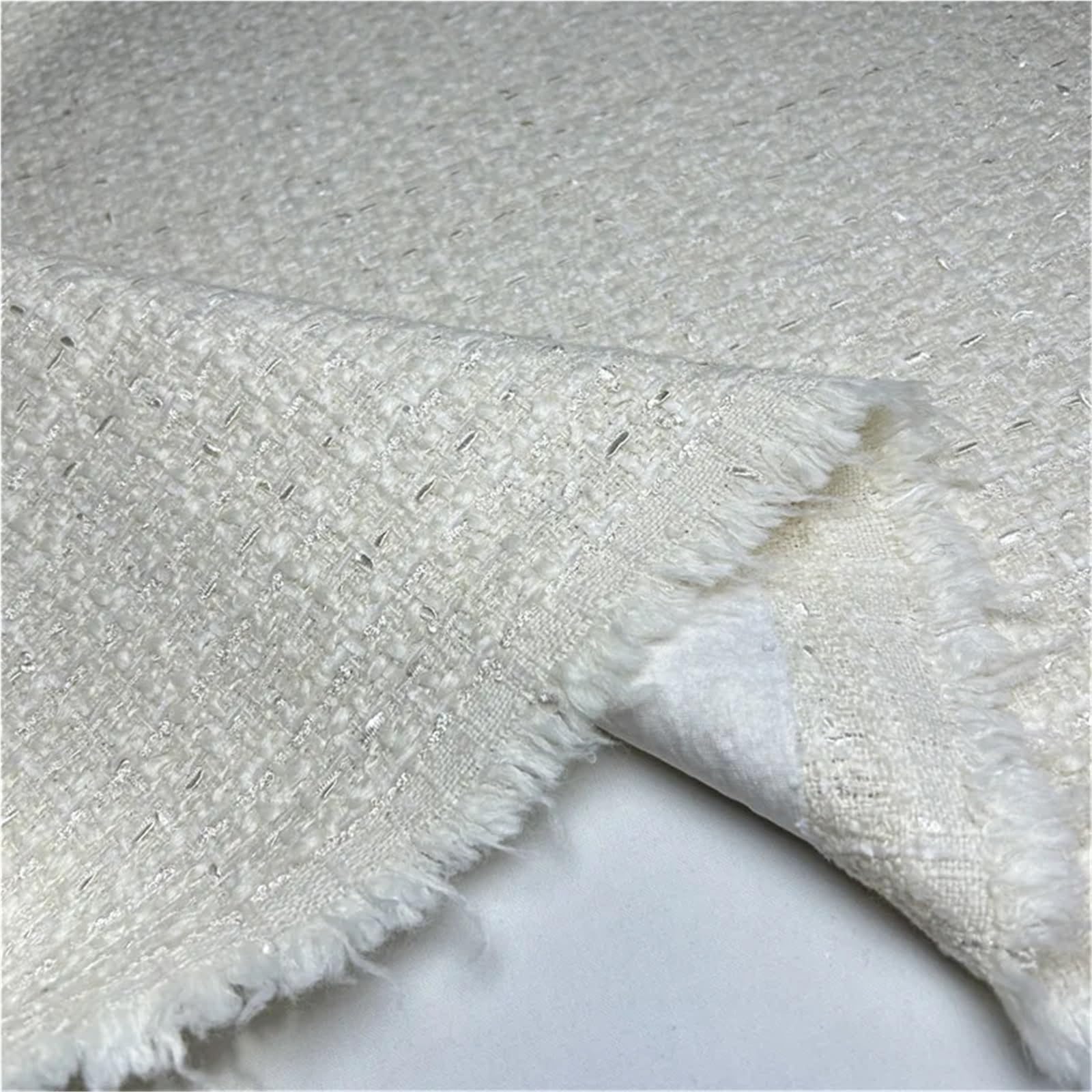 Tissu Tweed for Manteaux Robes Blanc 100cm