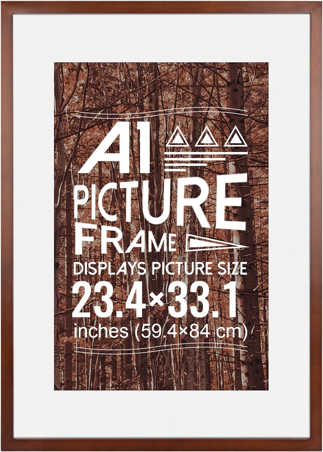 A1 Picture Frame (23.4 x 33.1 inches), Solid Wood Brown Wood Poster Frame-Horizontal and Vertical Wall Hanging for Home, Exhibition, Caffe(Brown) A1(23.4 x 33.1 inches) Brown
