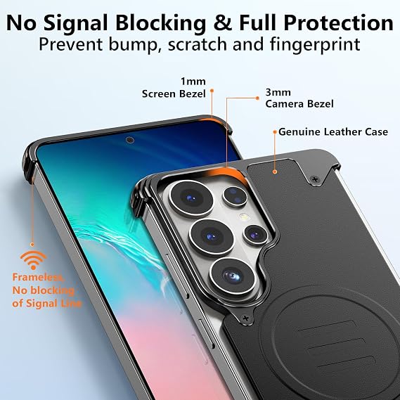 OATSBASF for Samsung Galaxy S26 Ultra Case, Compatible with Magnetic, Sleek Minimalist Protective Shock Absorption Aerospace Grade Aluminum Shells Phone Case, Black