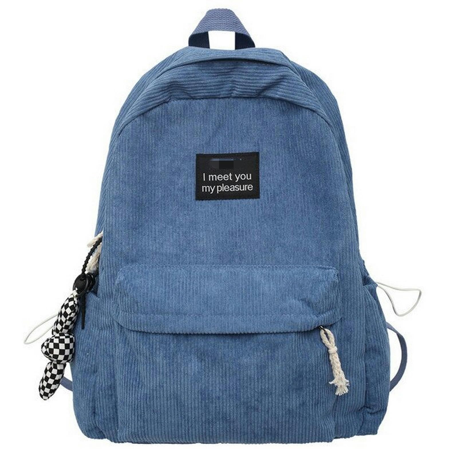 TEidea Schulrucksack Modischer Damen-Rucksack Aus Cord: Schultasche Aus Segeltuch, Umhängetasche, Rucksack Für Weibliche Studenten-Blau