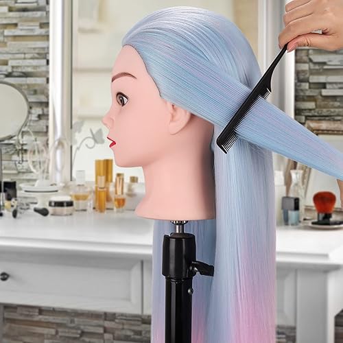 Miniatura 4 de TopDirect - Cabeza de maniquí, 29 pulgadas, maniquí de cabello sintético con cabeza de maniquí de pelo sintético, práctica de cosmetología, muñeca
