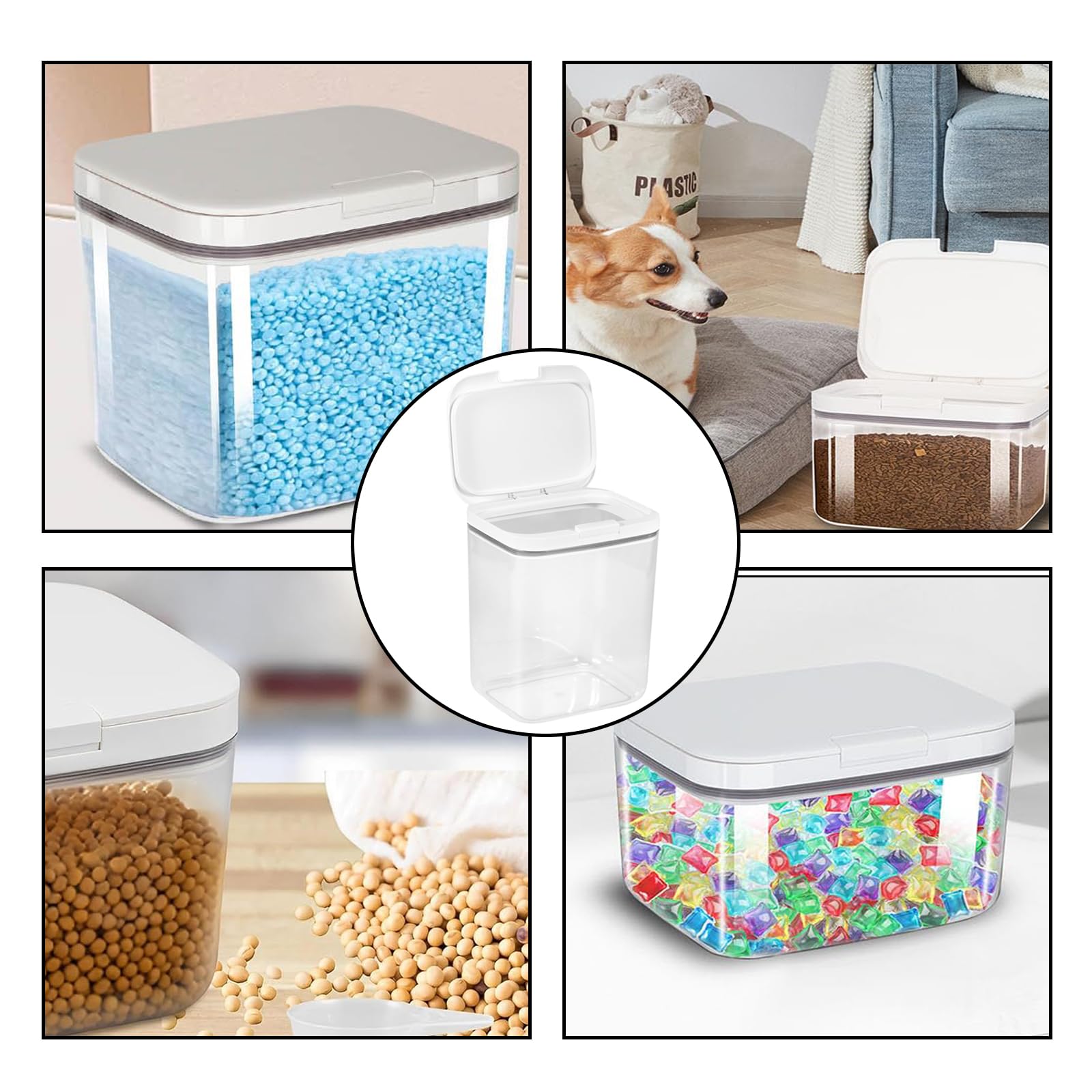 Almacenamiento de Detergente para Lavandería, 5,5L Contenedor de Detergente en Polvo, Caja de Almacenamiento Hermética de Detergente en Polvo, Caja para Detergente en Polvo de PláStico, para Perlas