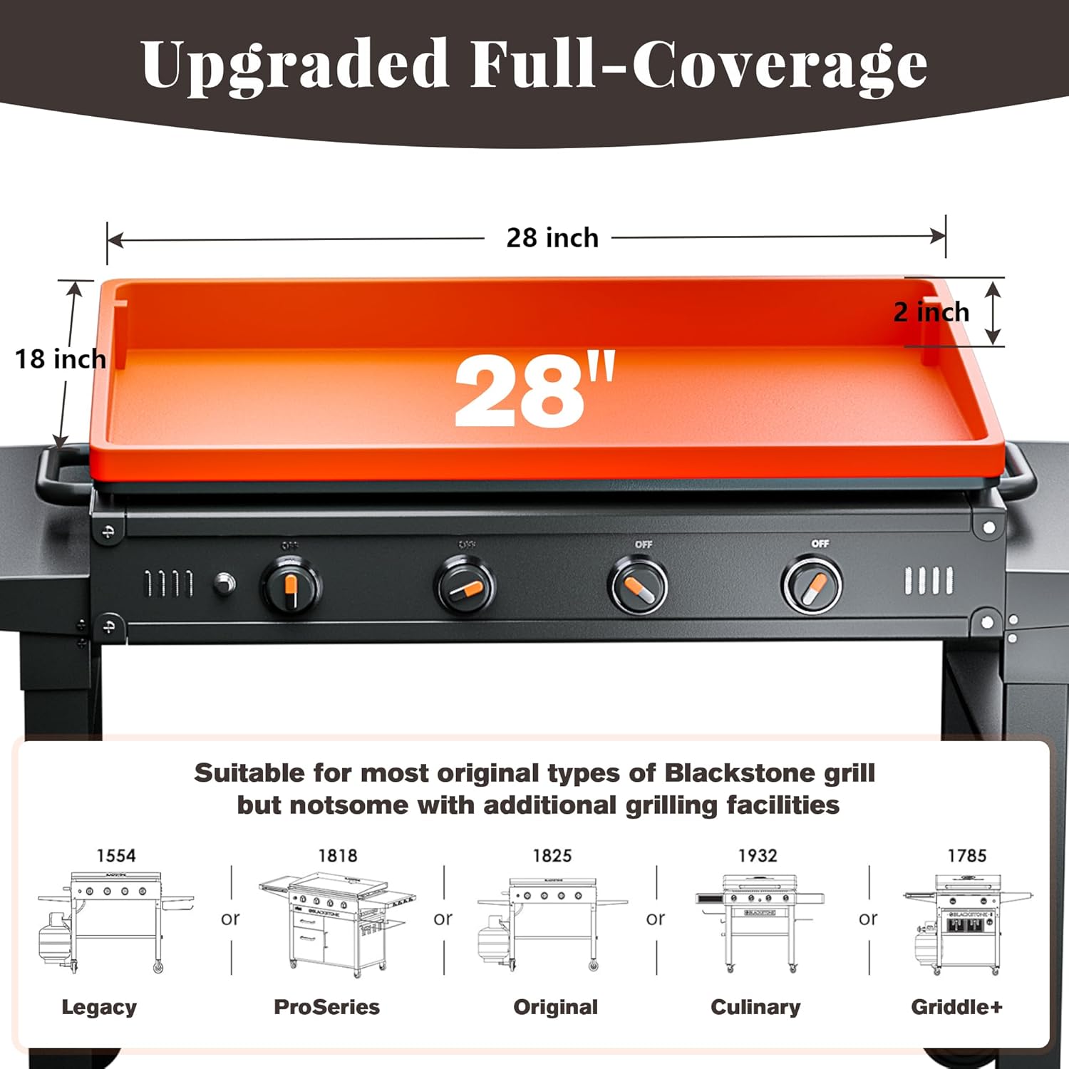 Blackstone 28 inch Griddle Cover - Heavy Duty Food Grade Silicone Griddle Buddy Mat [Upgraded Full-coverage]