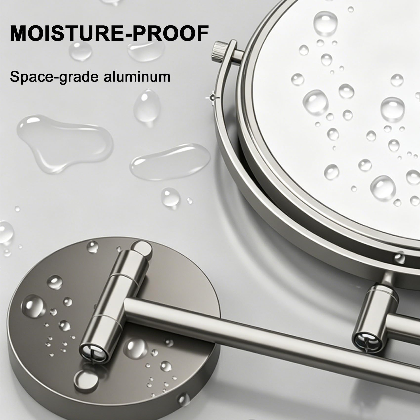 Specchio Trucco Da Parete Bifacciale 1x 3x Ingranditore 360° Girevole | Specchio Bagno con Braccio Estensibile, Vetro HD Antiappannamento e Cornice Alluminio per Rasatura(Argento,20cm/8in)