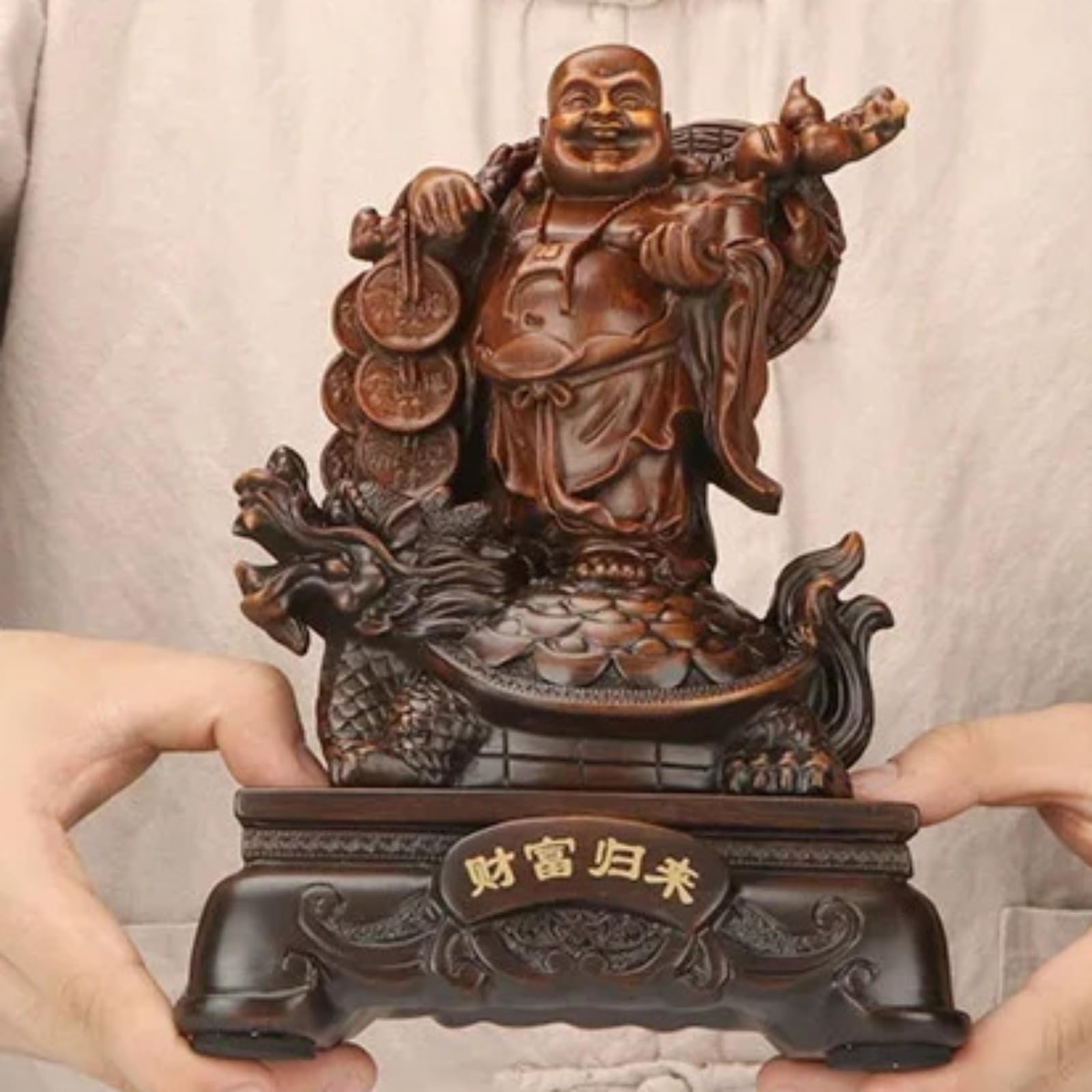 Statue de Bouddha de style chinois de 23 cm pour la décoration de table artisanale