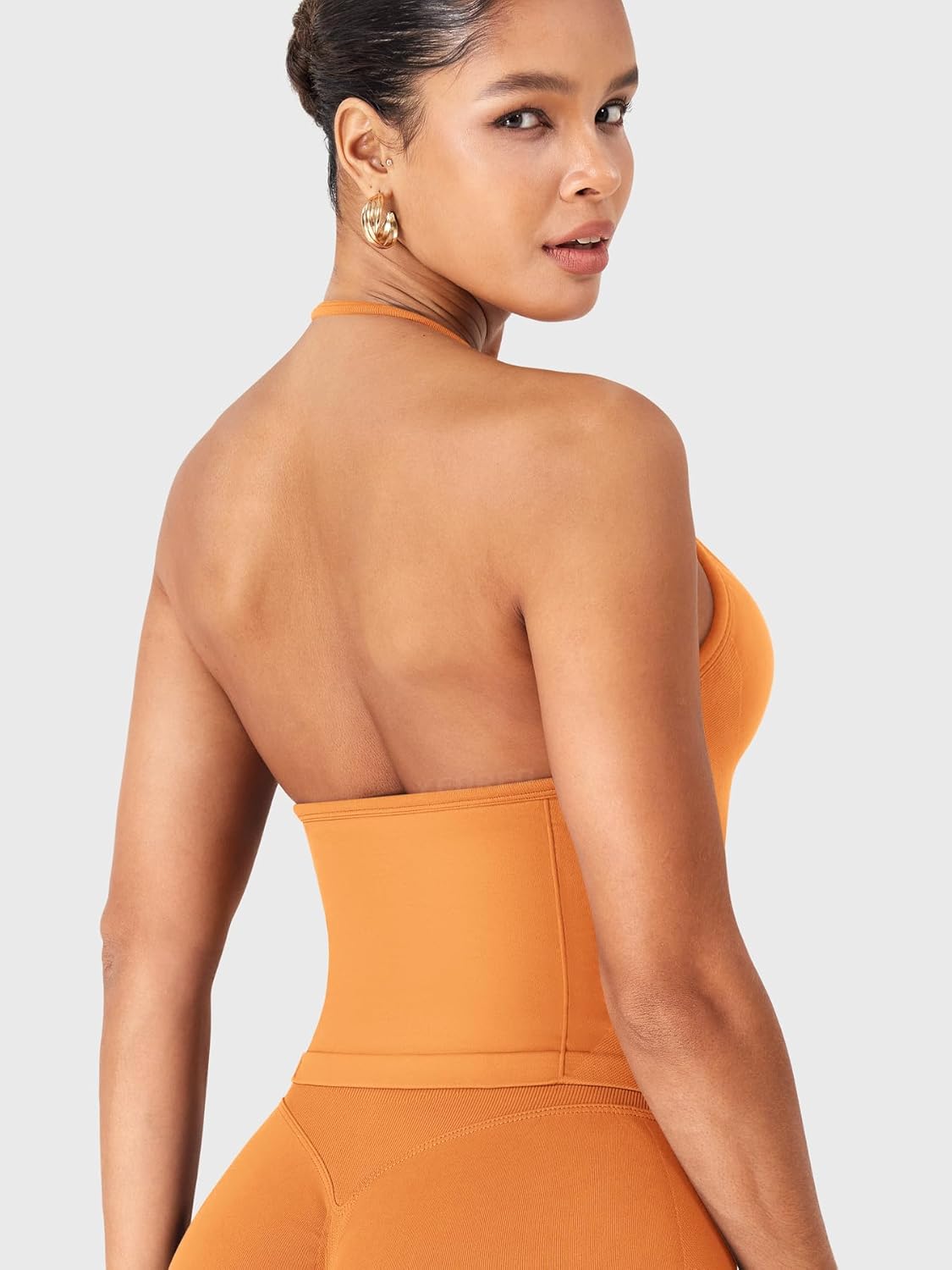 YEOREO SoftHue Impact Longline Strappy Top Women's Halter Workout Tank Tops Backless Gym Longline with Adjustable Strap - Image 2