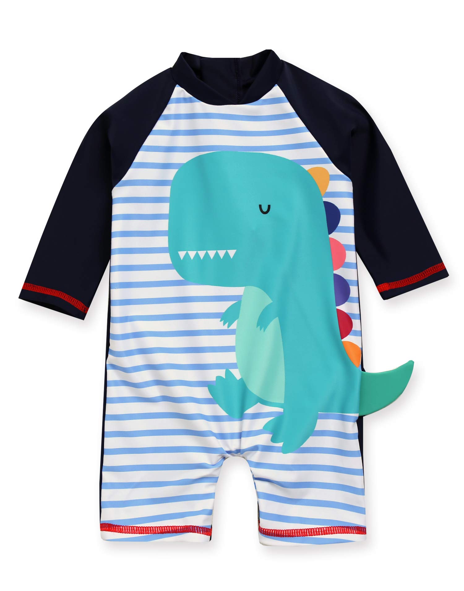 VAENAIT BABY Zip &amp; Snap Rash Guard Swimsuit, UPF 50+ One-Piece Long Sleeve Swimwear, Quick Dry Infant Beach Suit for 0~2T