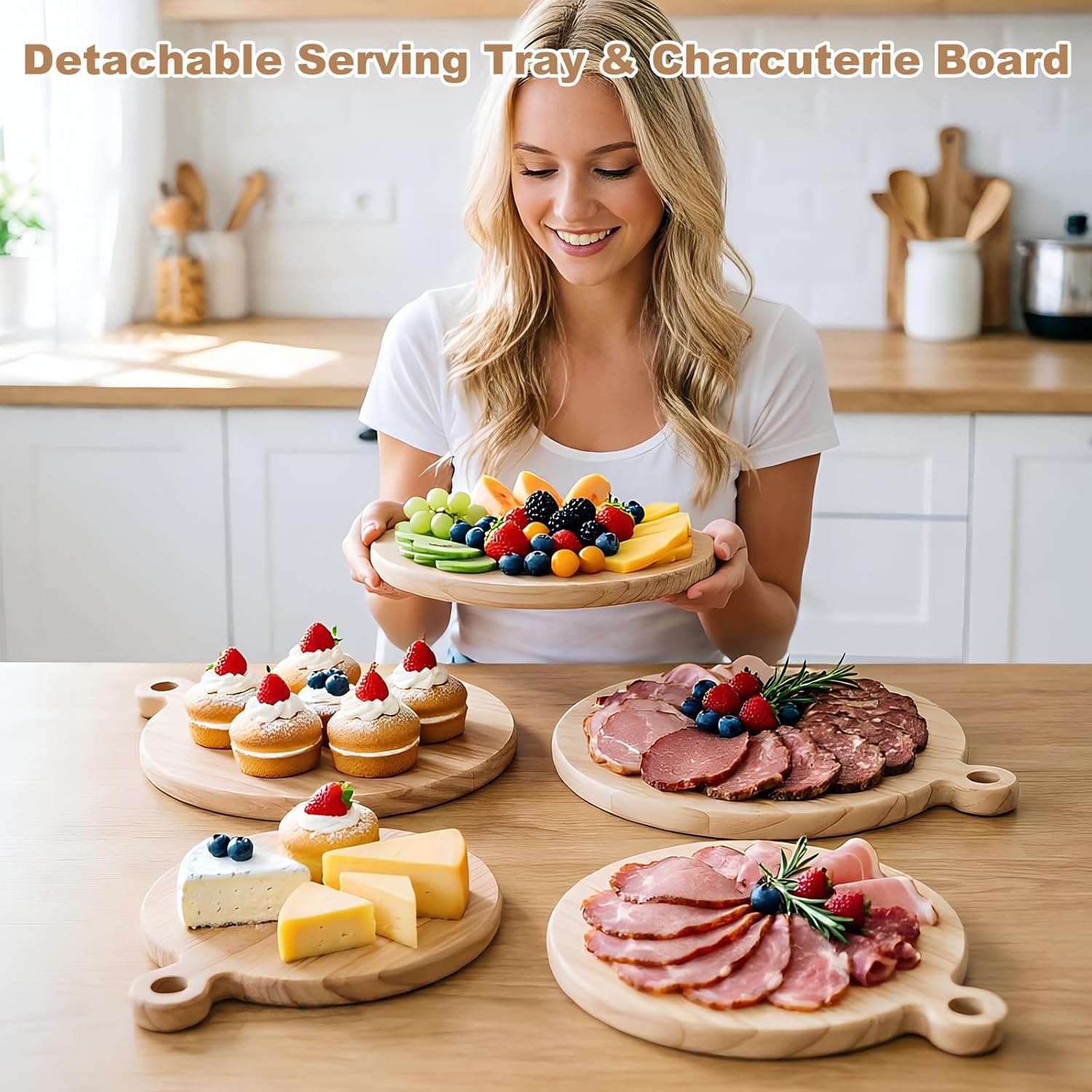 Cupcake Stand, Wood Cake Stand, Cupcake Display Stand, Wedding Cake Stands, 360°Rotatable Cupcake Stands for Party, 3 Tier Cupcake Stand, Cup Cake Tower Stand for Birthday Anniversary Party Decoration