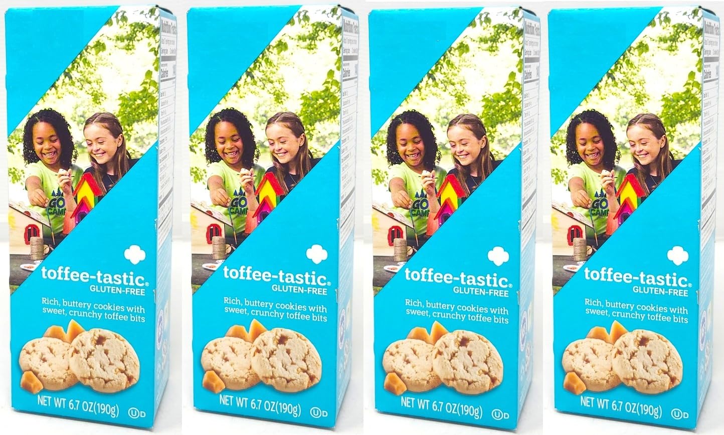 4 pack of Toffee Tastic 6.7oz Gluten Free Girl Scout Cookies Rich and Buttery with Sweet Crunchy Bites