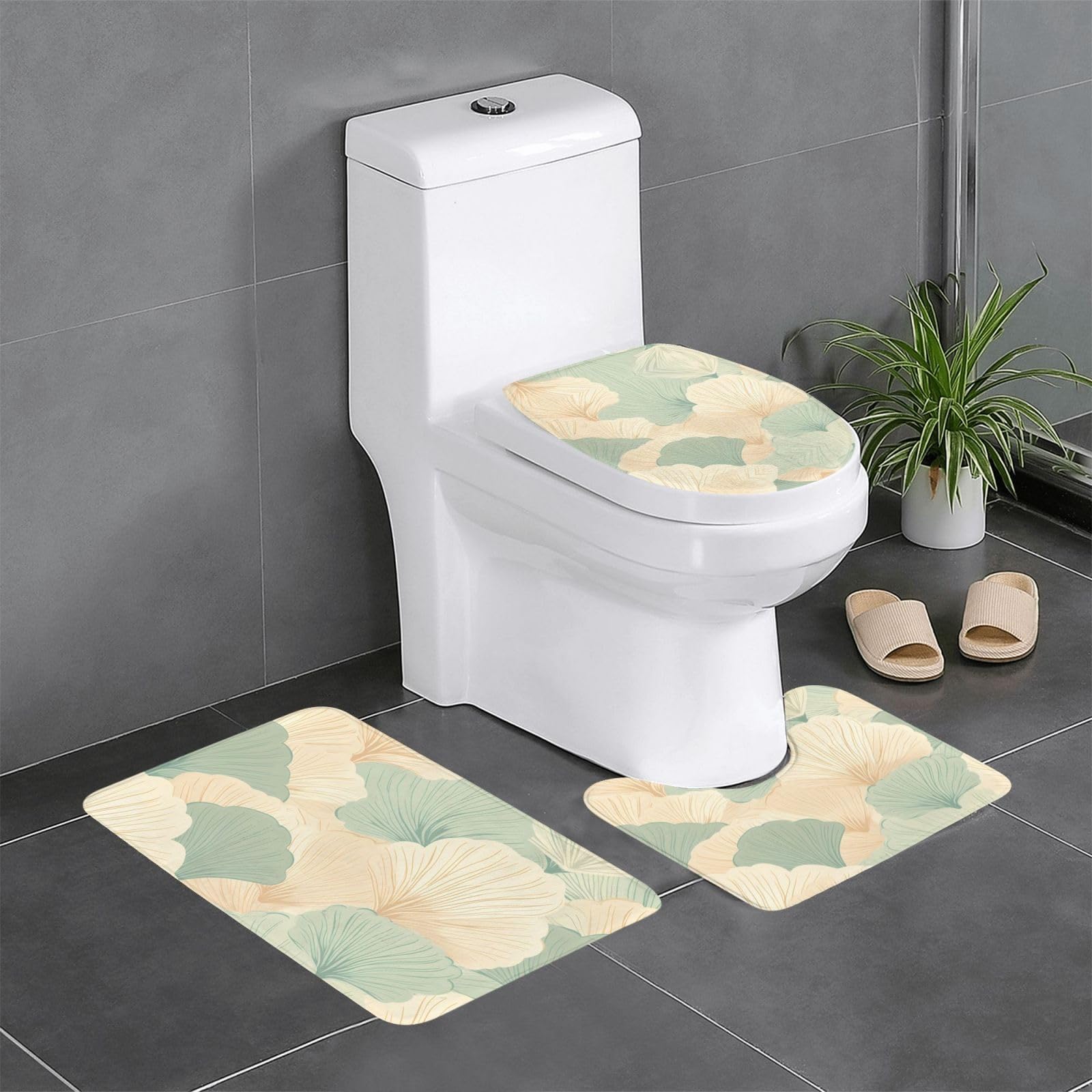 Lot de 3 tapis de salle de bain antidérapants coquillage pour contour de WC et coiffeuse