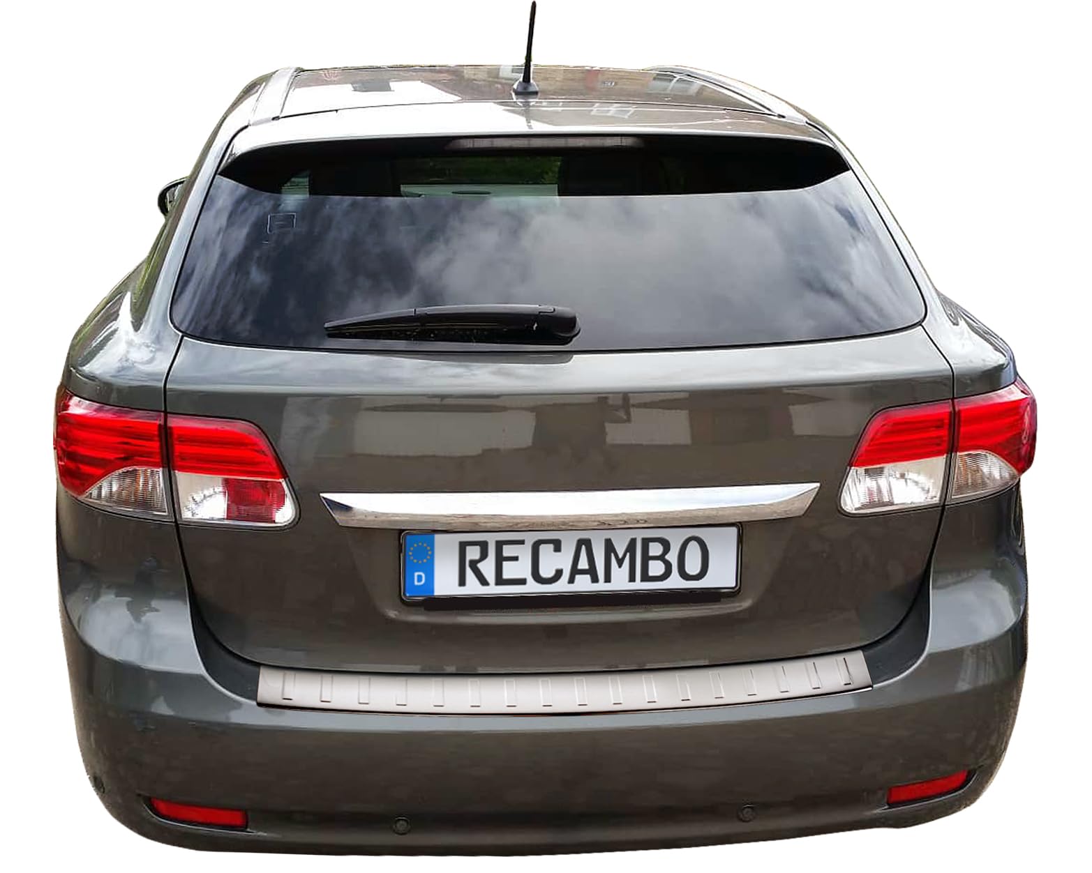RECAMBO Osłona progu bagażnika stal nierdzewna matowa szczotkowana kompatybilna Toyota Avensis Kombi T27 2008-2015