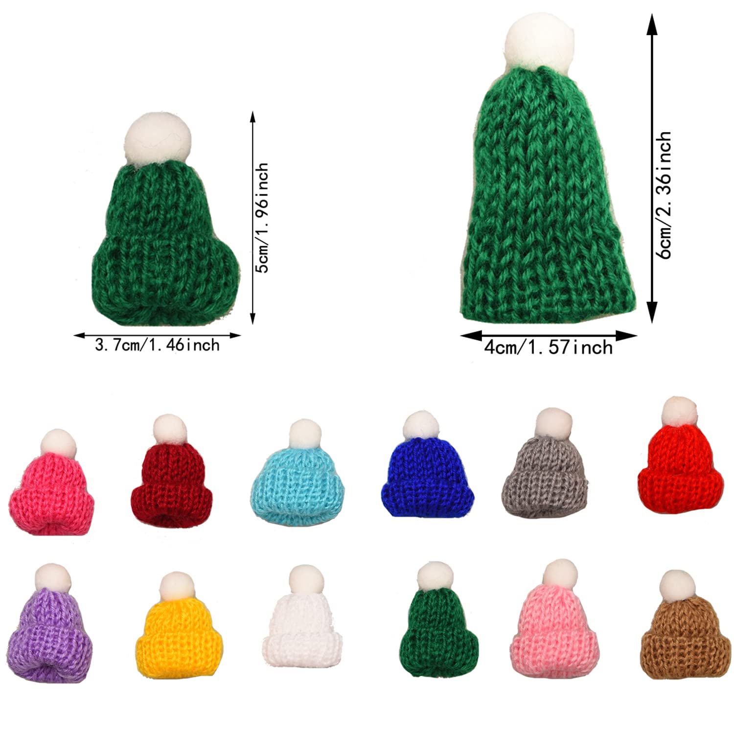 24 Pieces Christmas Mini Knit Hat Tree Ornaments Santa Claus Cap Christmas Party Bottle DIY Handmade Accessories Miniature (12 Colors) - Image 2