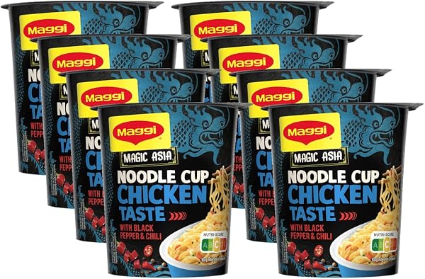 MAGGI Magic Asia Noodle Cup Chicken, Instant-Nudeln, asiatisches Fertiggericht, Hühnchen-Geschmack, mit Gemüse verfeinert, 8er Pack (8x63g) - 1