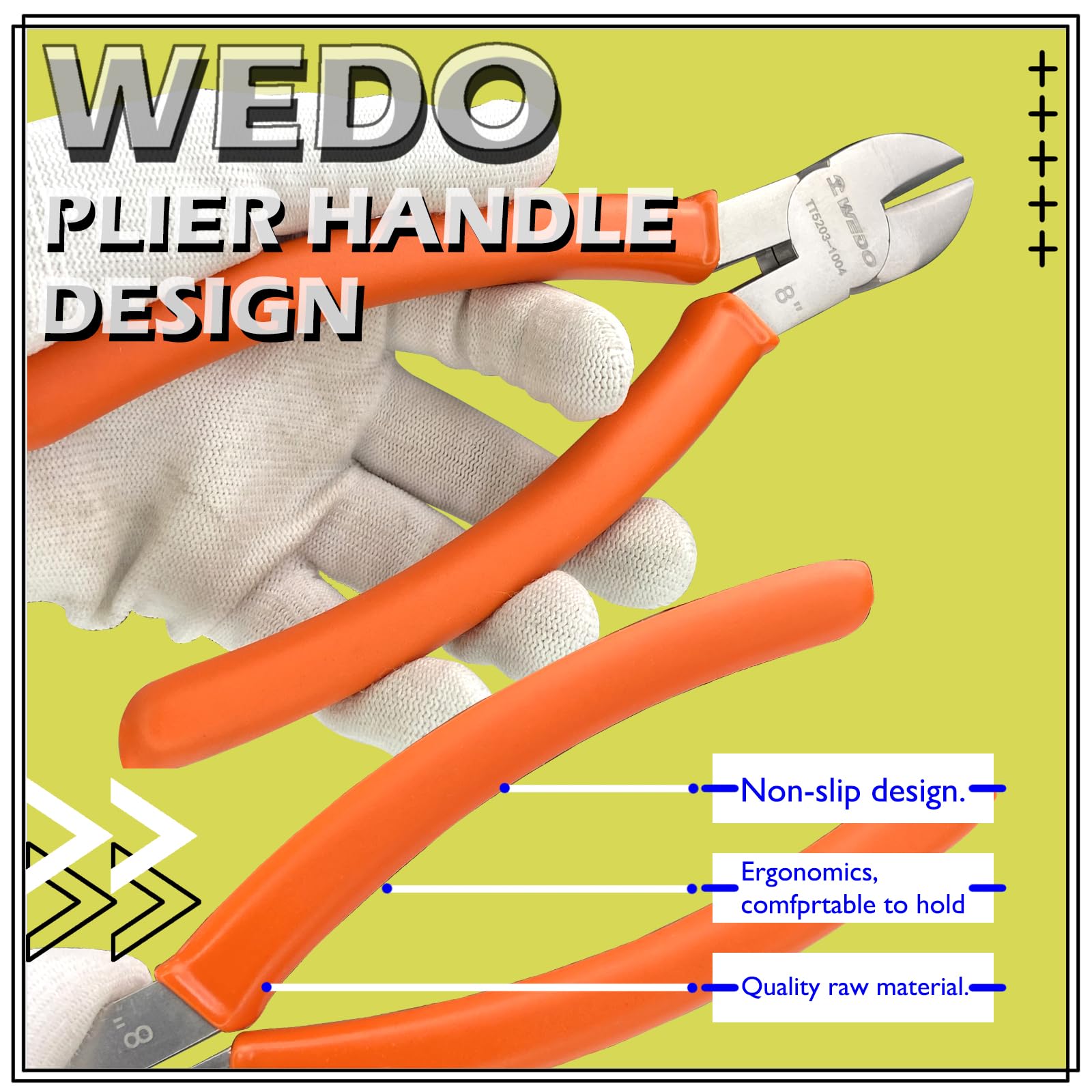 WEDO Titan Diagnol - Alicates de corte, cortador de cables, ligeros, no magnéticos, resistentes a la corrosión, 200 mm de longitud