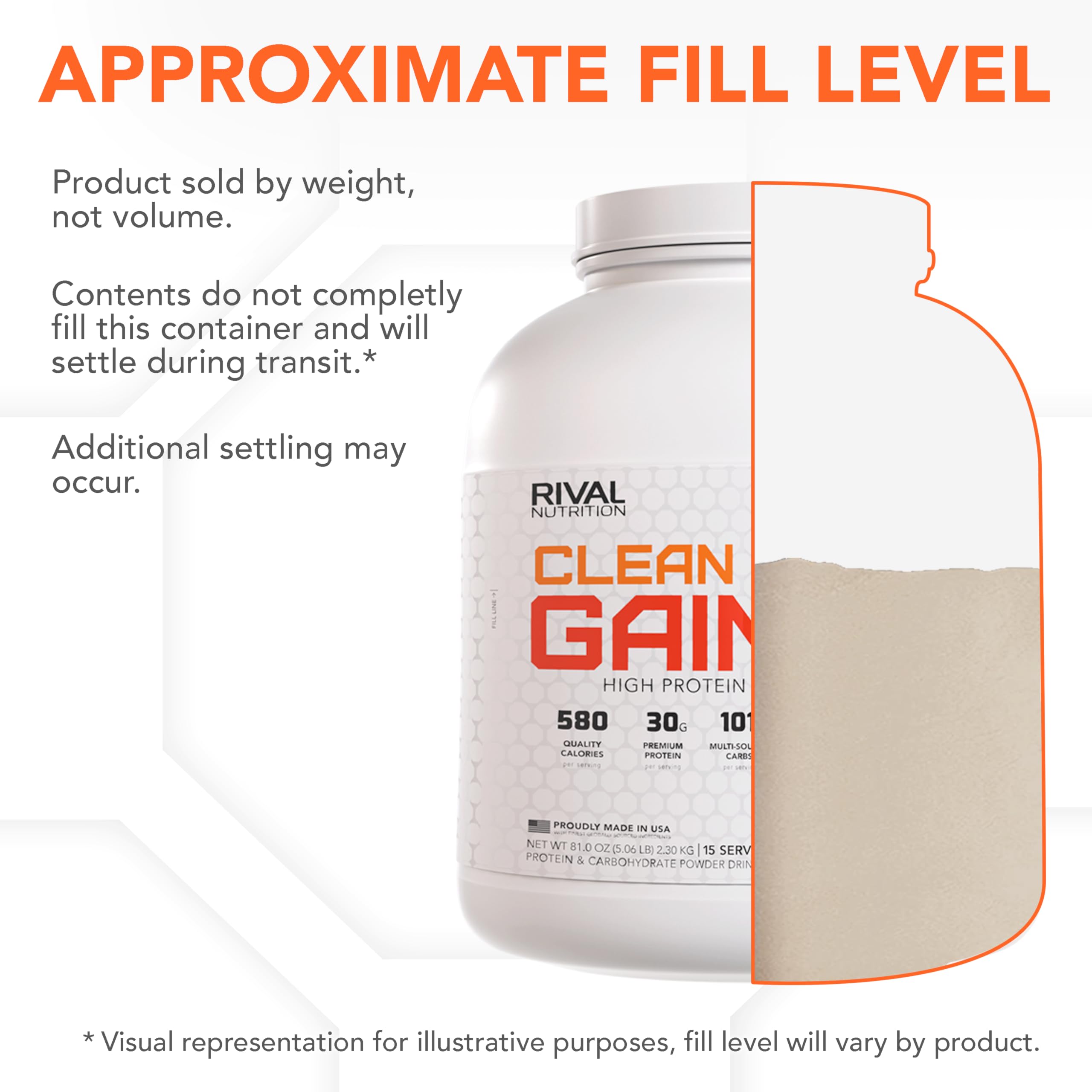 Rival Nutrition Clean Gainer Protein Powder – 5LB Chocolate Fudge – High Protein Lean Mass & Weight Gainer | 580 Calories, 30g Protein, 101g Multi-Source Carbs, No Artificial Ingredients – 15 Servings