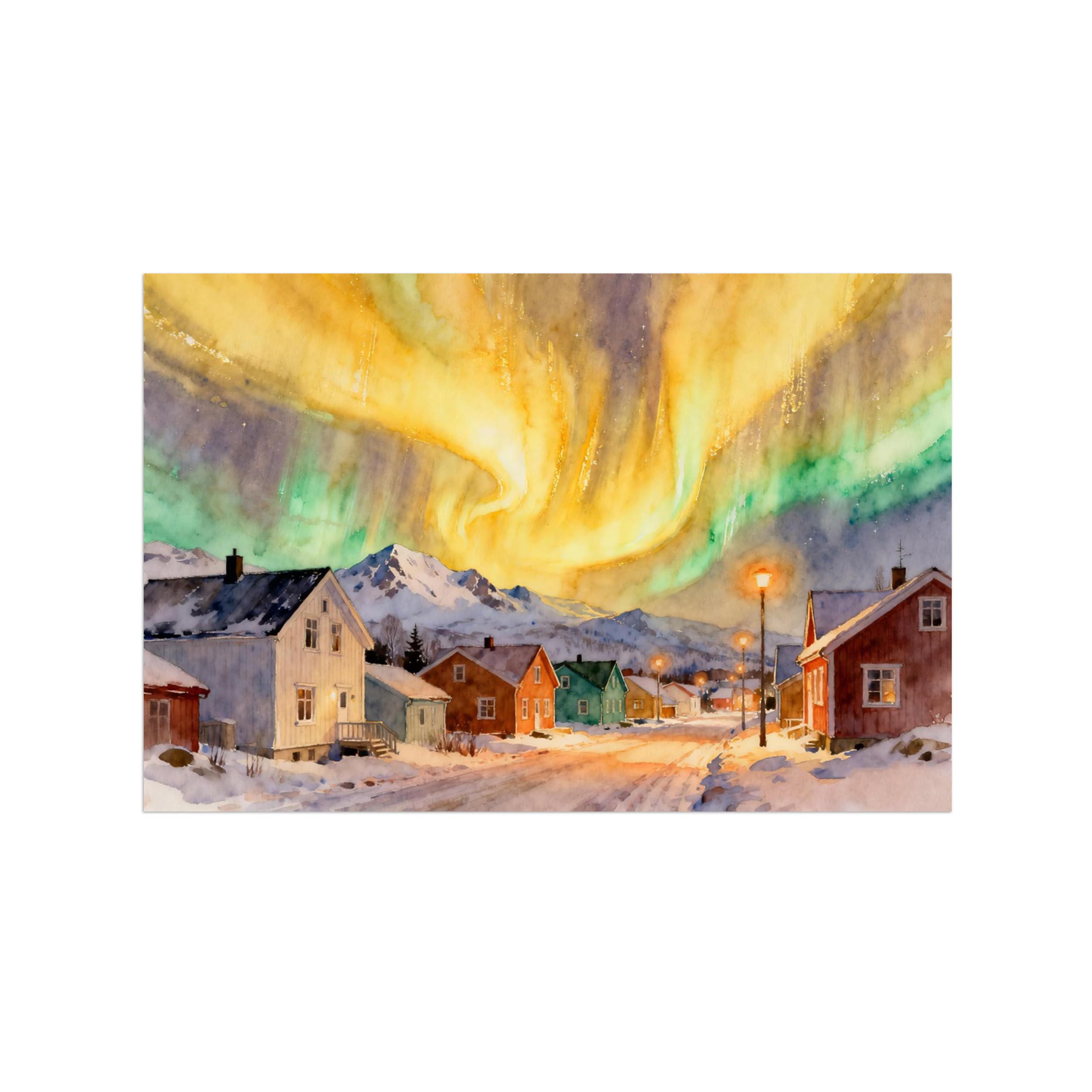 OZPWBVY Aurora House Landscape Canvas Wall Art Print Painting 80x120cm Unframed