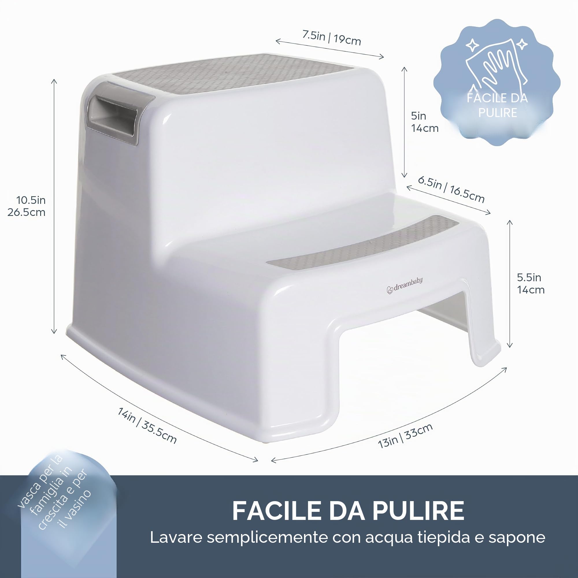 Dreambaby Sgabello Due Gradini Bianco Grigio