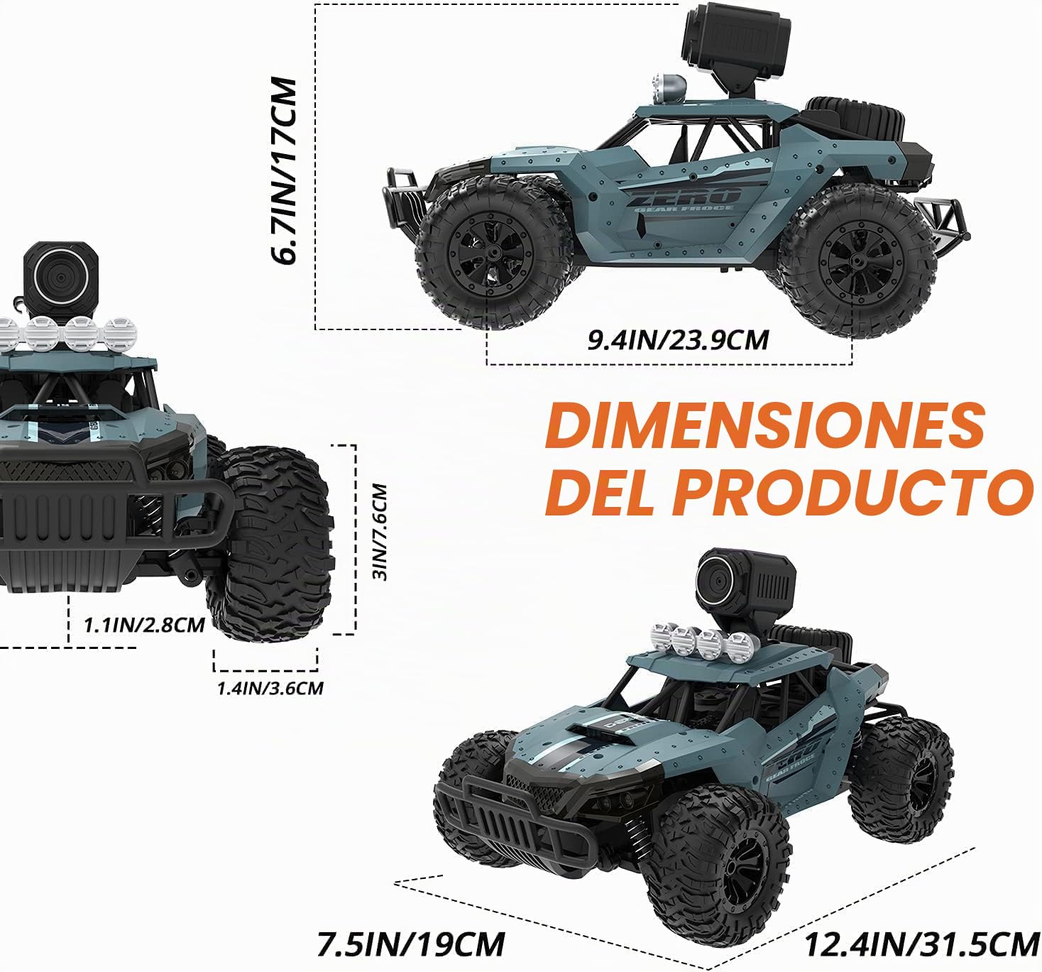 DEERC Coche teledirigido 1:16 RC Truck con cámara de 1080P, transmisión WiFi de 2,4 GHz, 2 baterías, 60 Minutos de Tiempo de reproducción, para Adultos y niños (36 W)