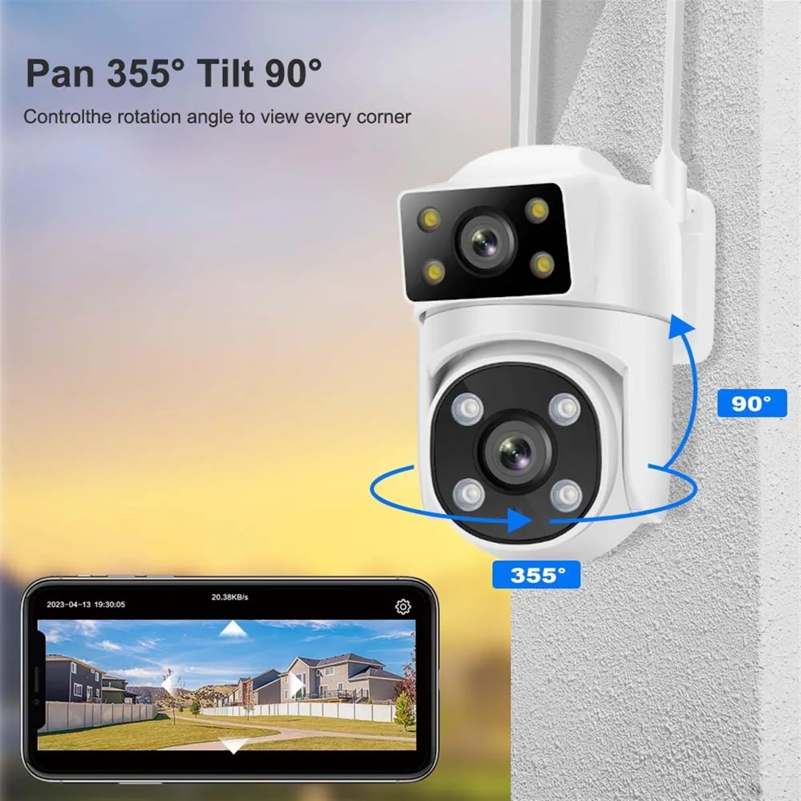 Kamera bezpieczeństwa zewnętrzna, Kamera IP 8MP 4K podwójny obiektyw AI śledzenie 5G kamera monitoringu wi-fi inteligentna ochrona kamera CCTV zewnętrzne kamery monitorujące PTZ Kamera bezpieczeństwa