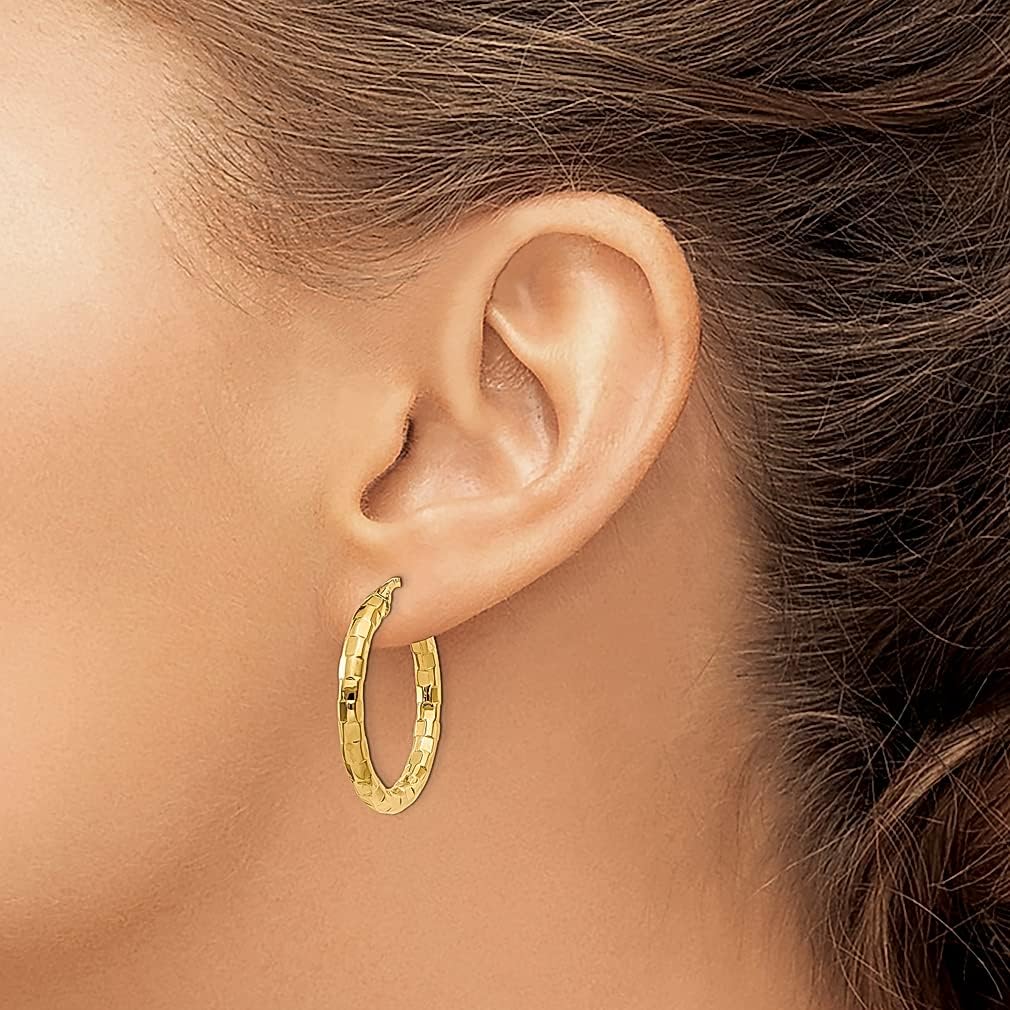 Miniatura 3 de Juego de aretes de aro trenzados de oro amarillo de 14 quilates, joyería fina redonda para mujer, regalos para ella, Cristal Oro amarillo