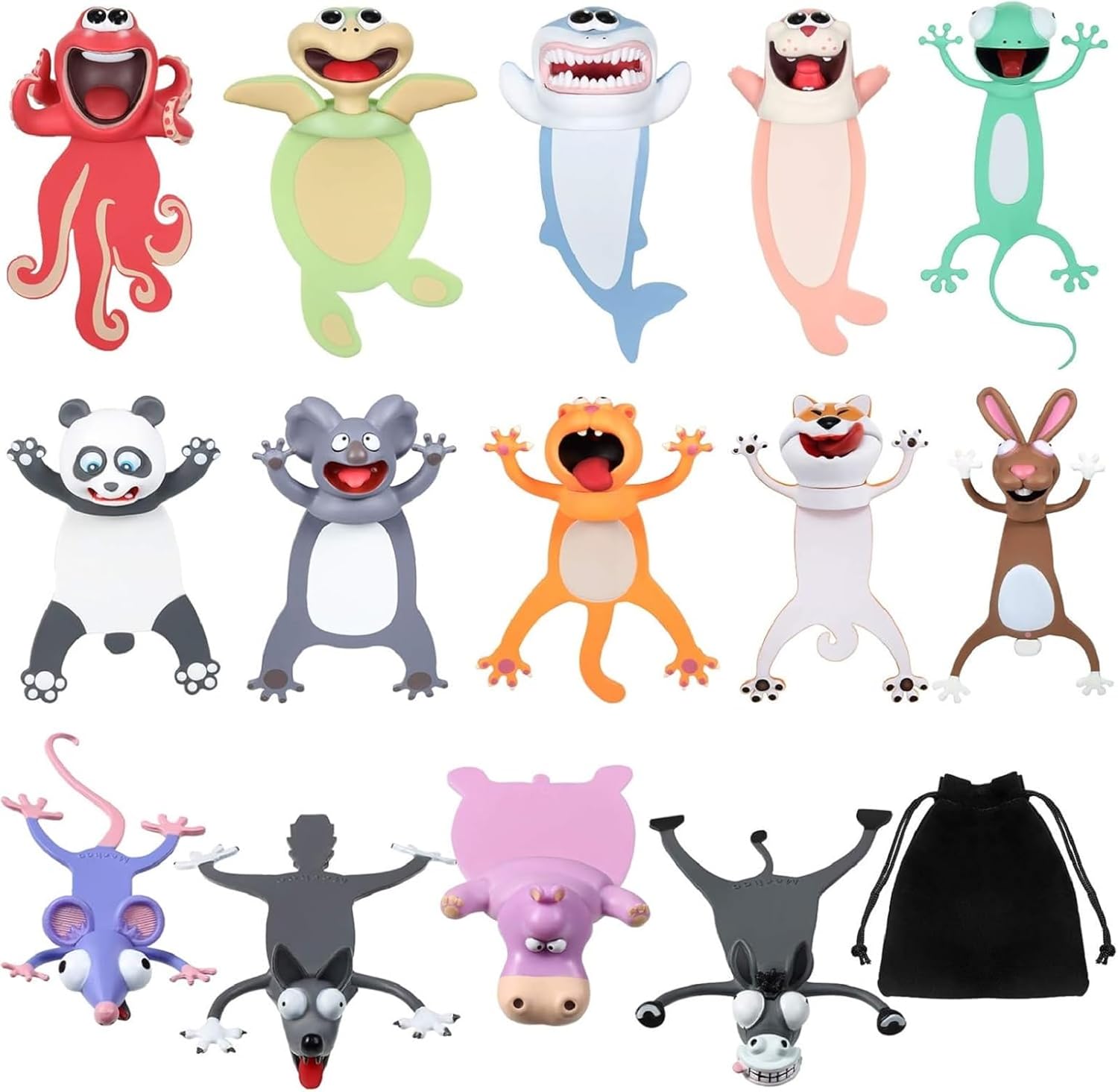 Zonon 14 Pieces 3D Bookmark Funny Animal Cartoon Bookmark Novelty Stationery Birthday Party Favors for Men and Women Help with Reading Office Supplies