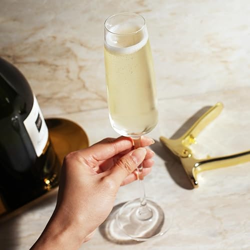 Miniatura 8 de Viski Reserve Julien - Juego de copas de cristal de Año Nuevo, copas de vino Prosecco con tallo para los amantes del champán, 5.75 onzas, juego de