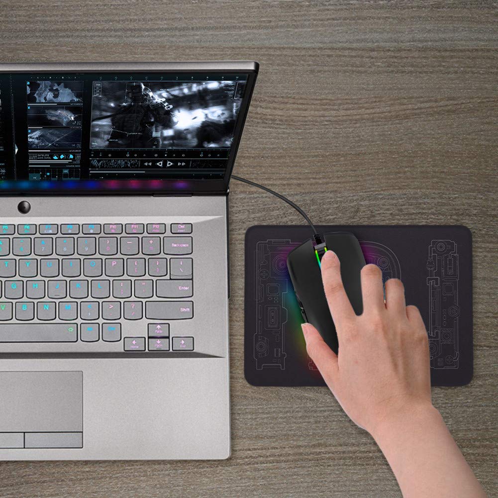 Mysz USB C Ergonomiczna mysz przewodowa RGB mysz do gier mysz optyczna z 4 trybami podświetlenia do 3200 DPI do MacBooka Pro, Matebook X, MacBook 12", Chromebook, HP OMEN, więcej urządzeń USB typu C
