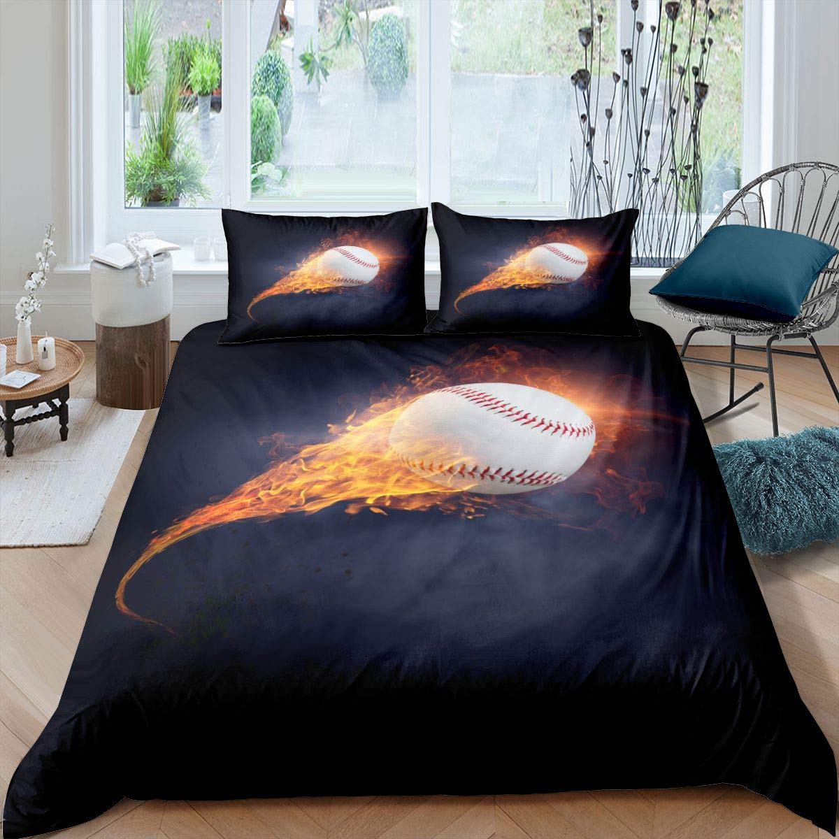 Housse de couette de baseball pour décoration de chambre de garçon