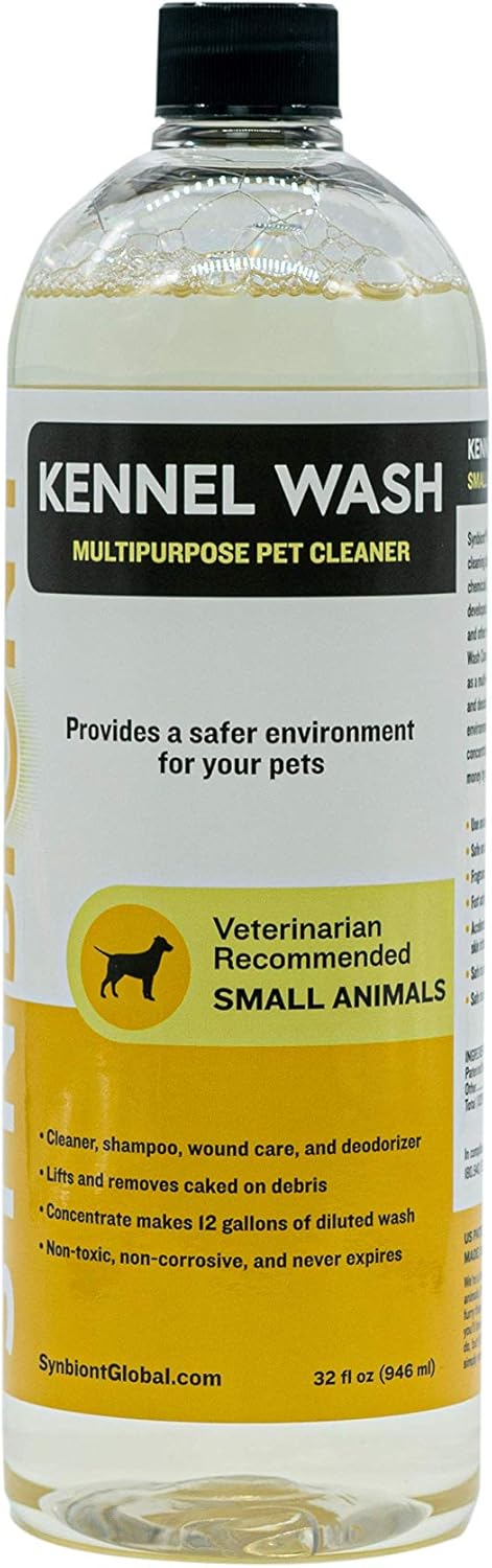 Synbiont Kennel Wash 32 oz Concentrate - Cleaner & Deodorizer for Birds, Cats, Dogs, Rabbits, Chickens - Dog Kennel Deodorizer Alternative - Pet Shampoo
