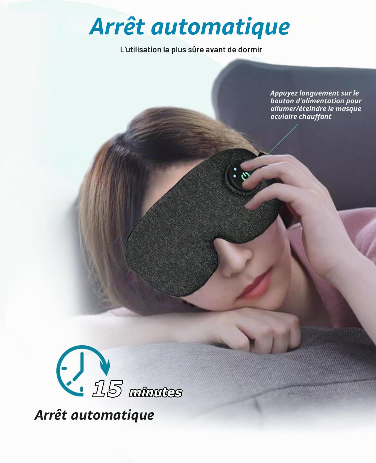 Masque Chauffant Yeux pour les yeux secs, électrique USB Masque Yeux Chauffant sans fil pour la blépharite, la Chalazion, la Fatigue Oculaire (Gris foncé)